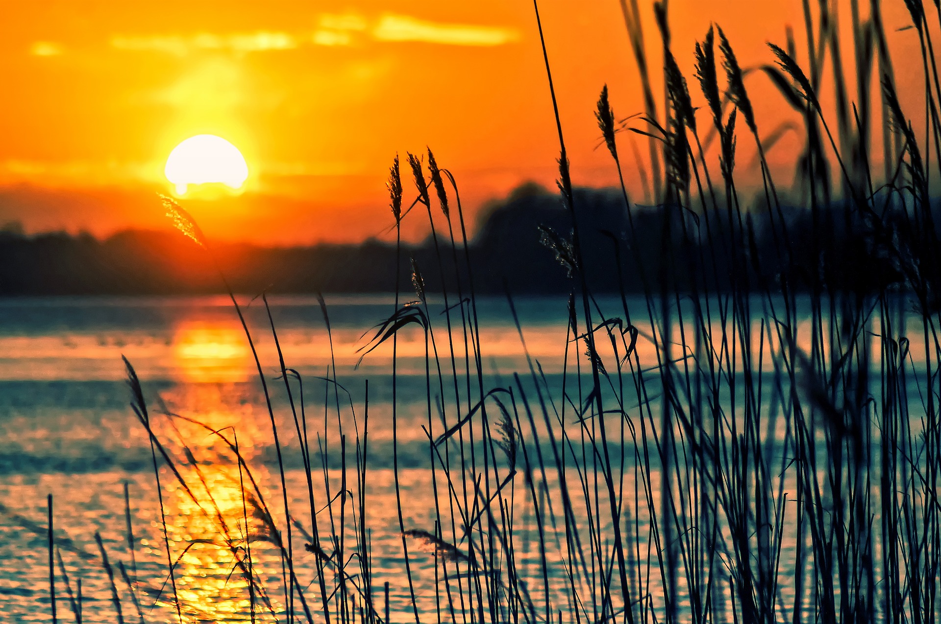 Lake sunset view